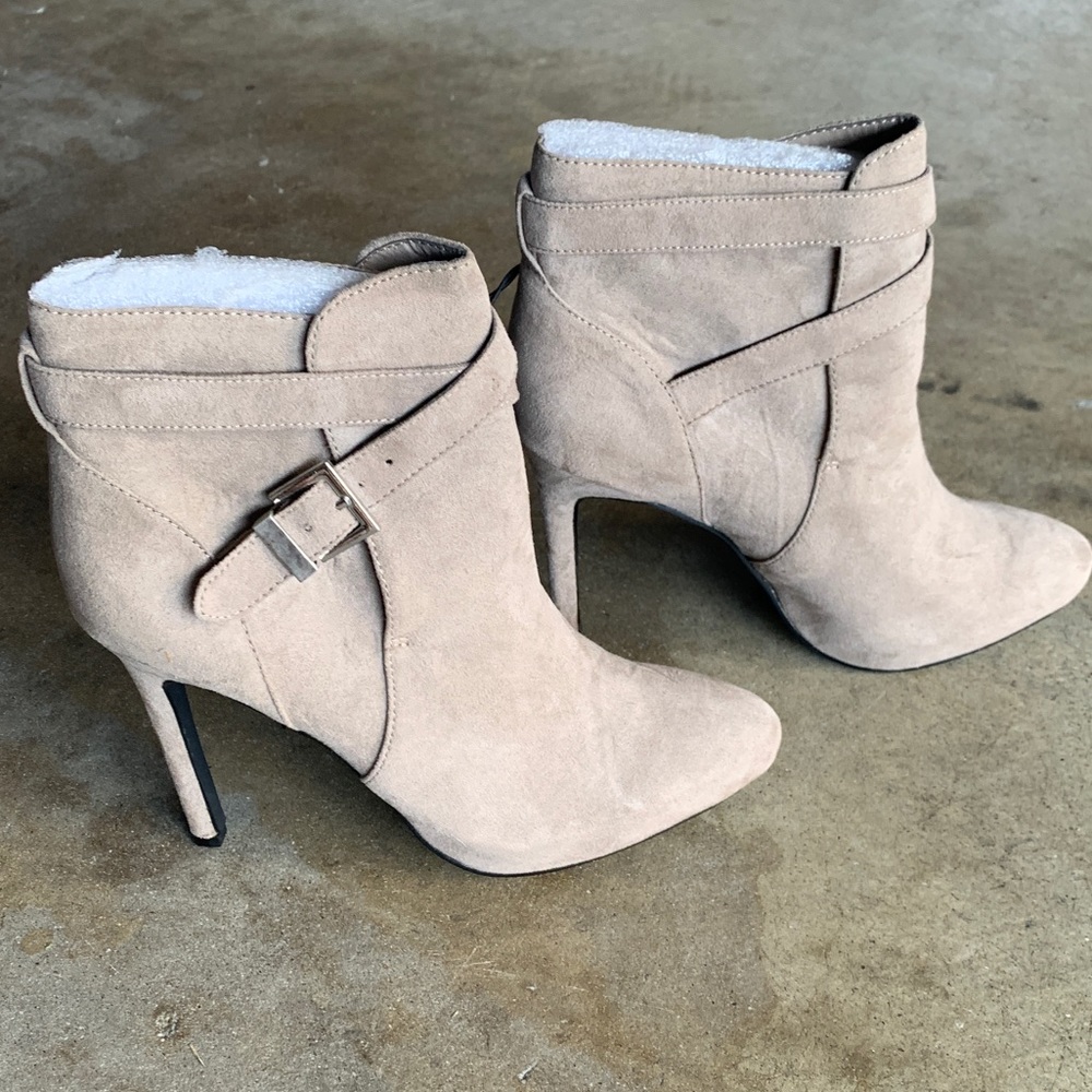 Tan faux suede booties boots